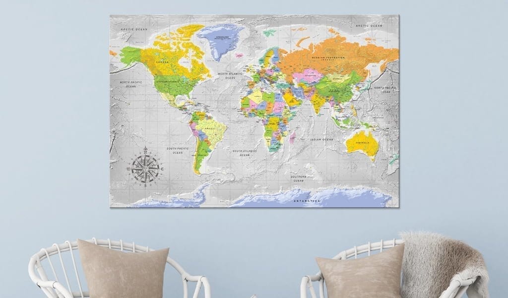 Tablero de corcho - World Map: Wind Rose 2 | Potspintura.com