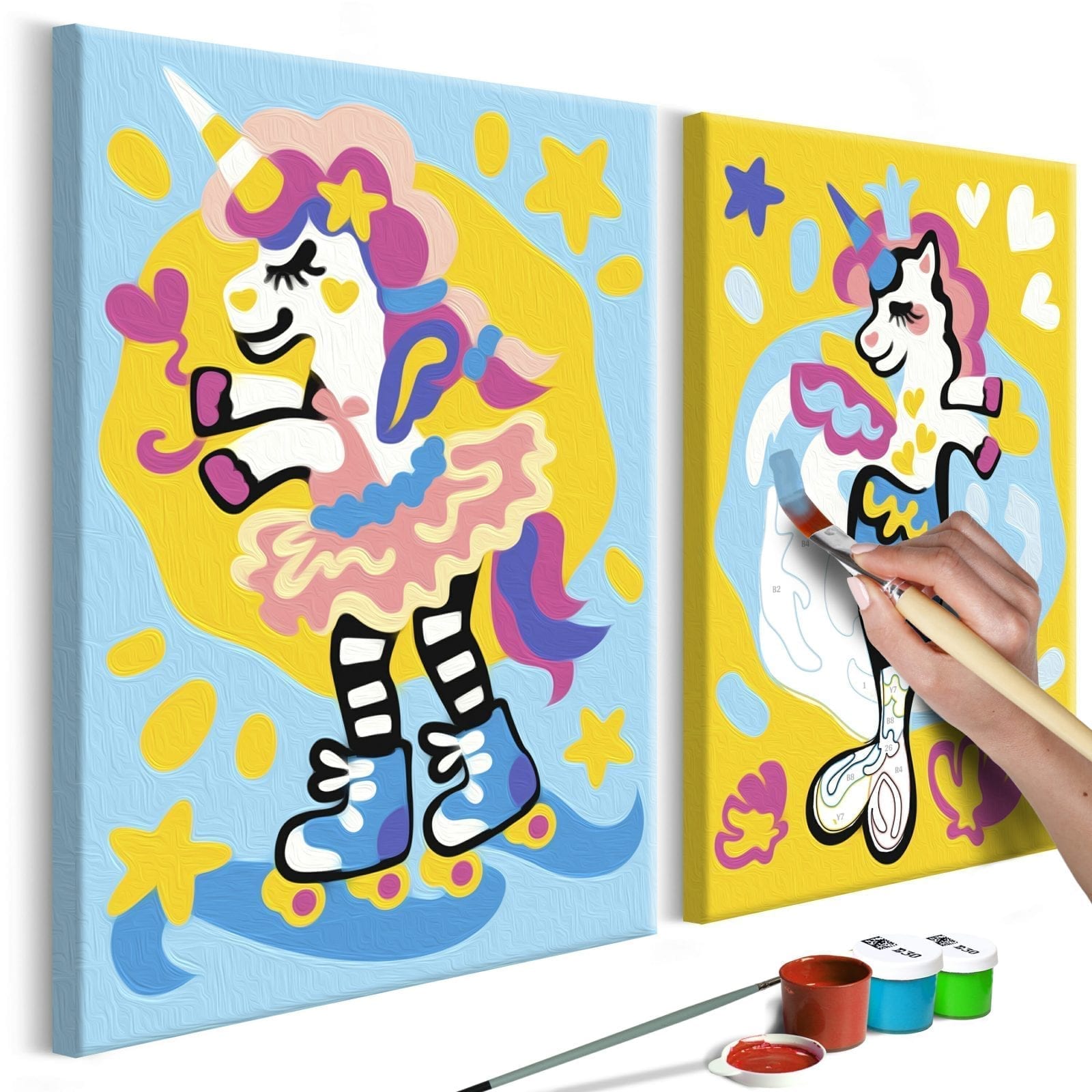 Cuadro para colorear - Unicornios divertidos 1 | Potspintura.com