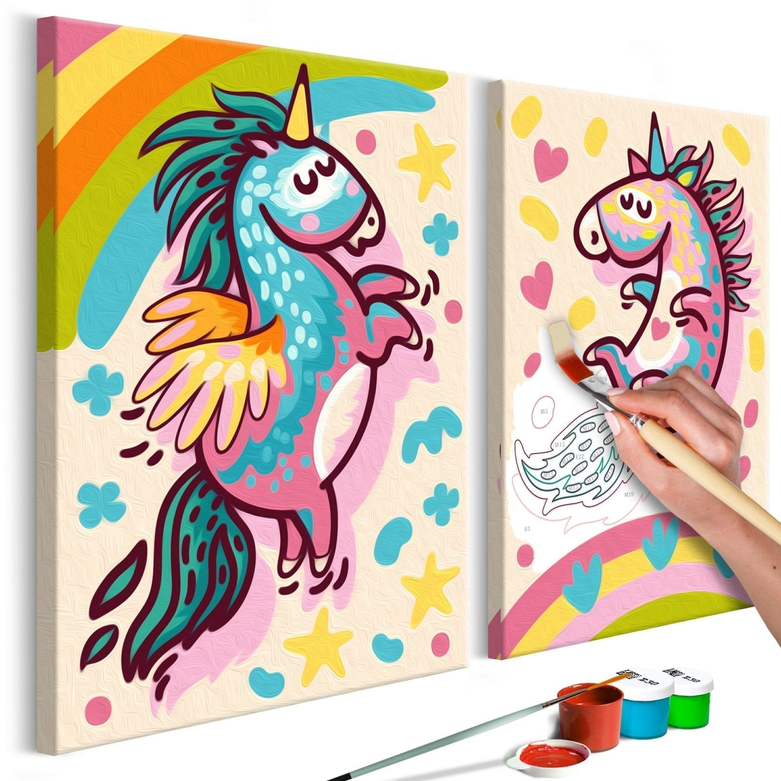 Cuadro para colorear - Unicornios regordetes 1 | Potspintura.com
