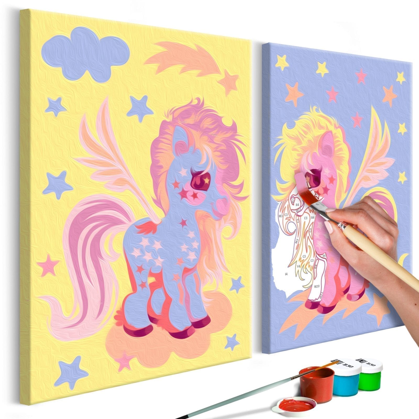 Cuadro para colorear - Unicornios mágicos 1 | Potspintura.com