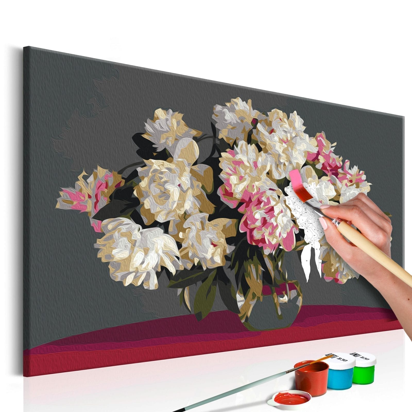 Cuadro para colorear - Jarrón con flores blancas 1 | Potspintura.com