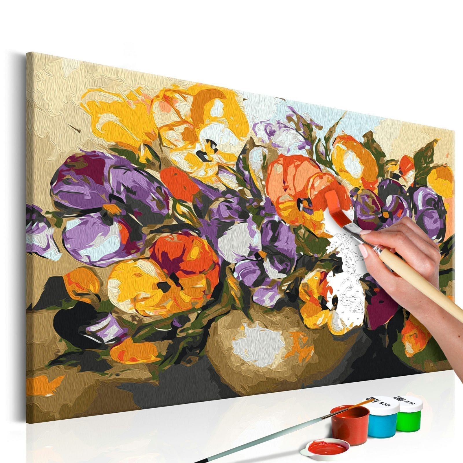 Cuadro para colorear - Pensamientos en un florero 1 | Potspintura.com