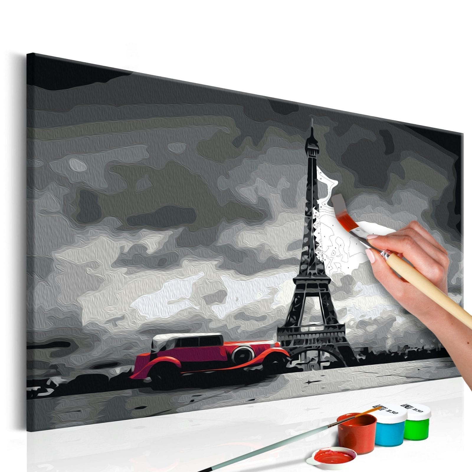 Cuadro para colorear - París (limusina roja) 1 | Potspintura.com