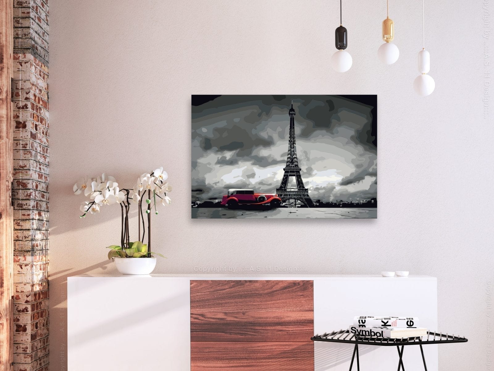 Cuadro para colorear - París (limusina roja) 2 | Potspintura.com