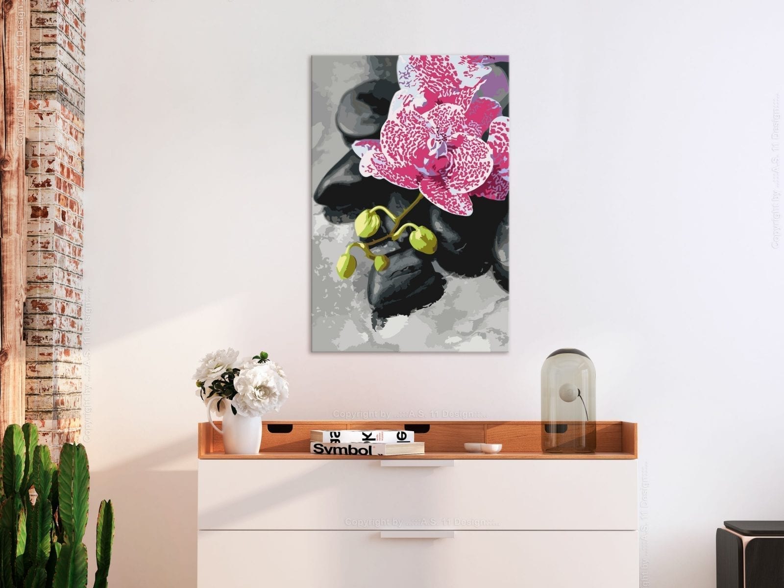 Cuadro para colorear - Orquídea rosa 2 | Potspintura.com
