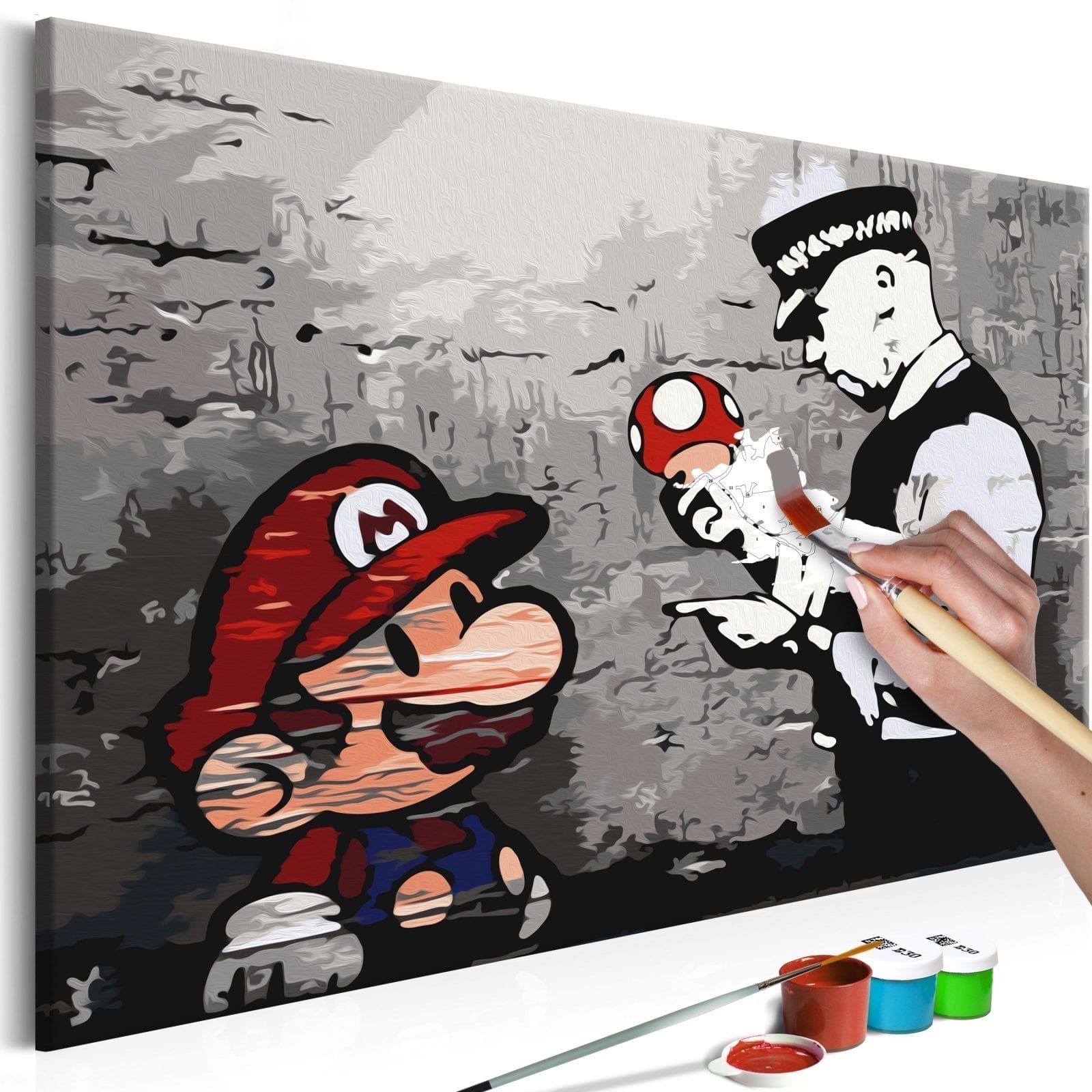Cuadro para colorear - Mario (Banksy) 1 | Potspintura.com