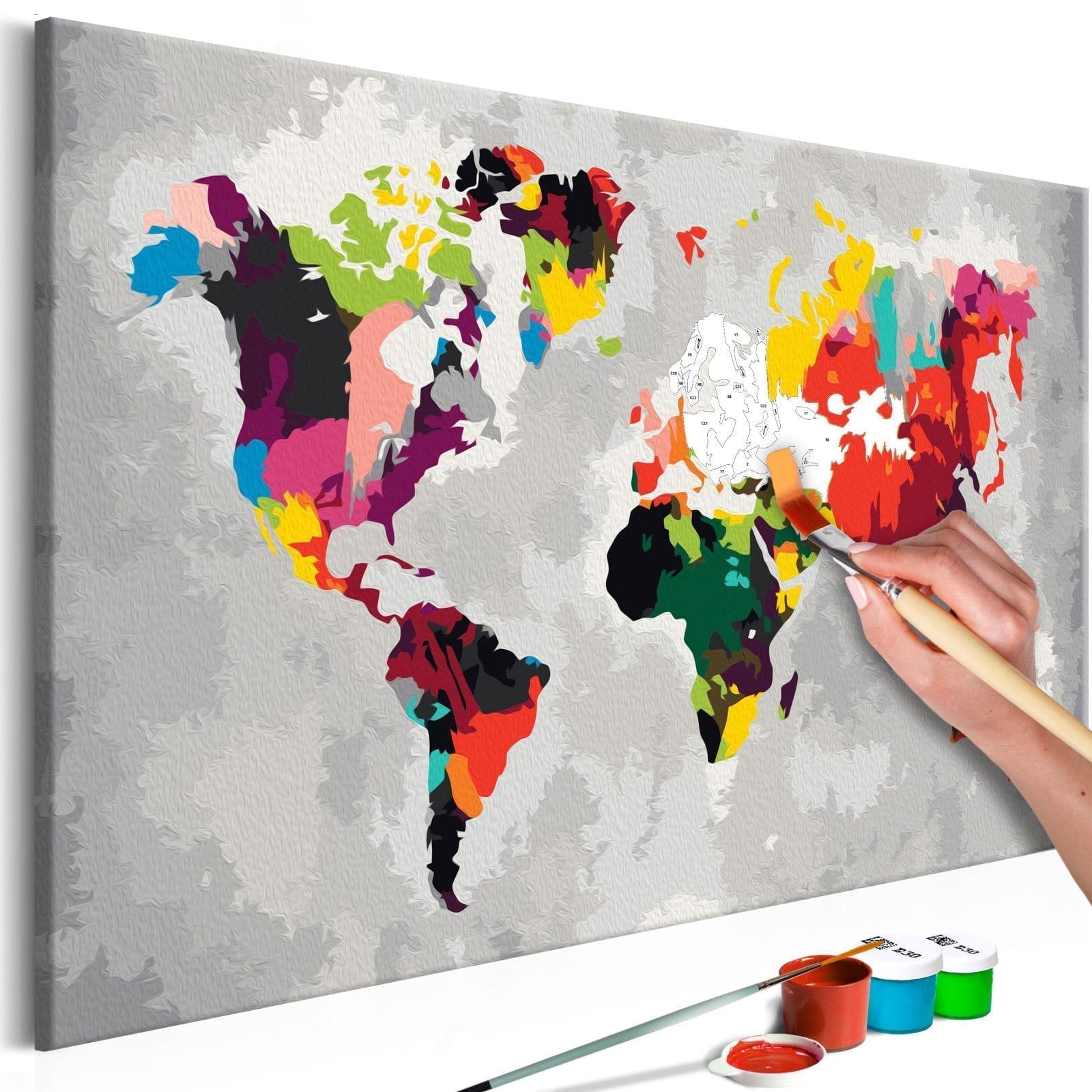 Cuadro para colorear - Mapa del mundo (colores llamativos) 1 | Potspintura.com