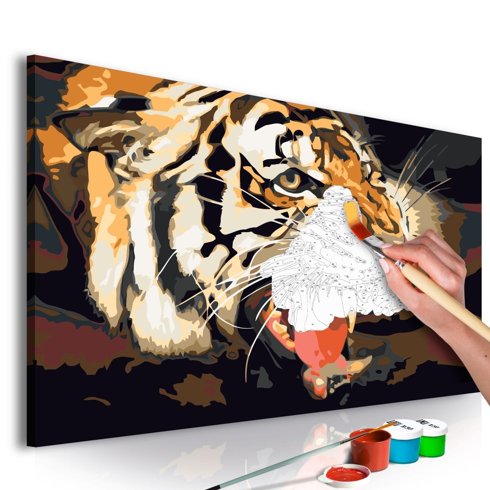 Cuadro para colorear - Un tigre rugiendo 1 | Potspintura.com