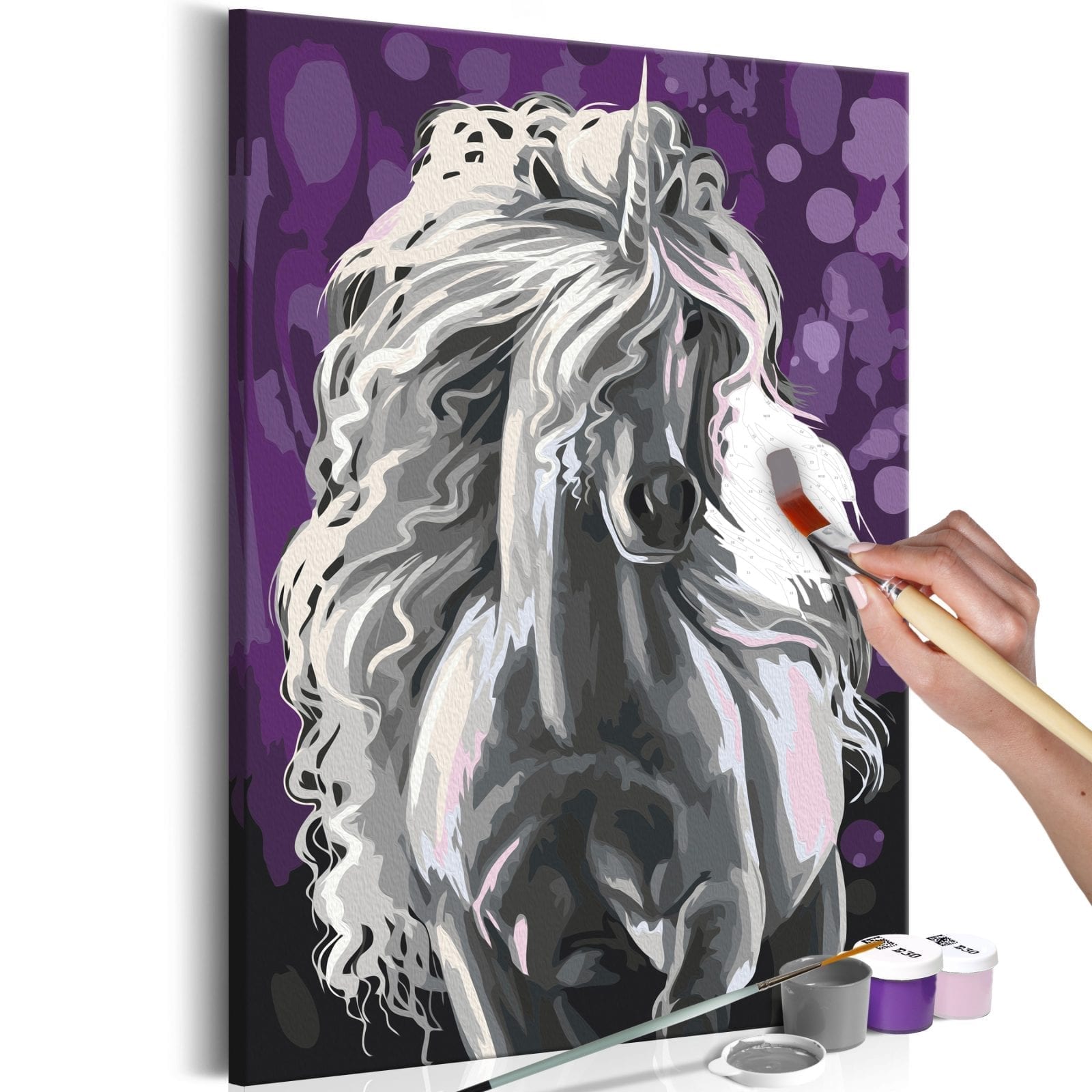 Cuadro para colorear - Unicornio blanco 1 | Potspintura.com