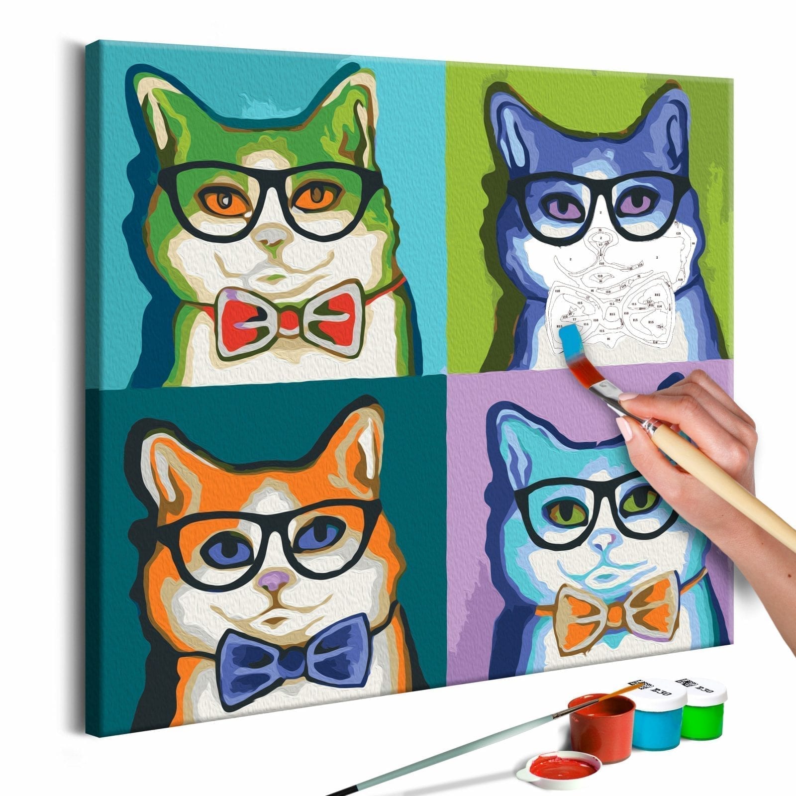 Cuadro para colorear - Gatos de gafas 1 | Potspintura.com
