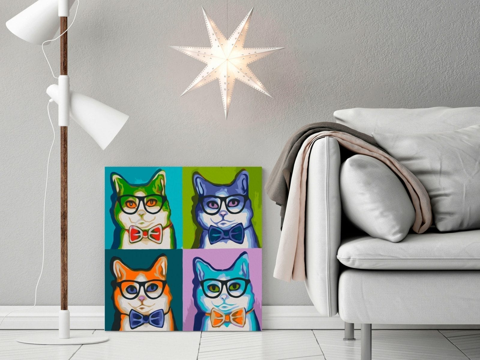 Cuadro para colorear - Gatos de gafas 2 | Potspintura.com