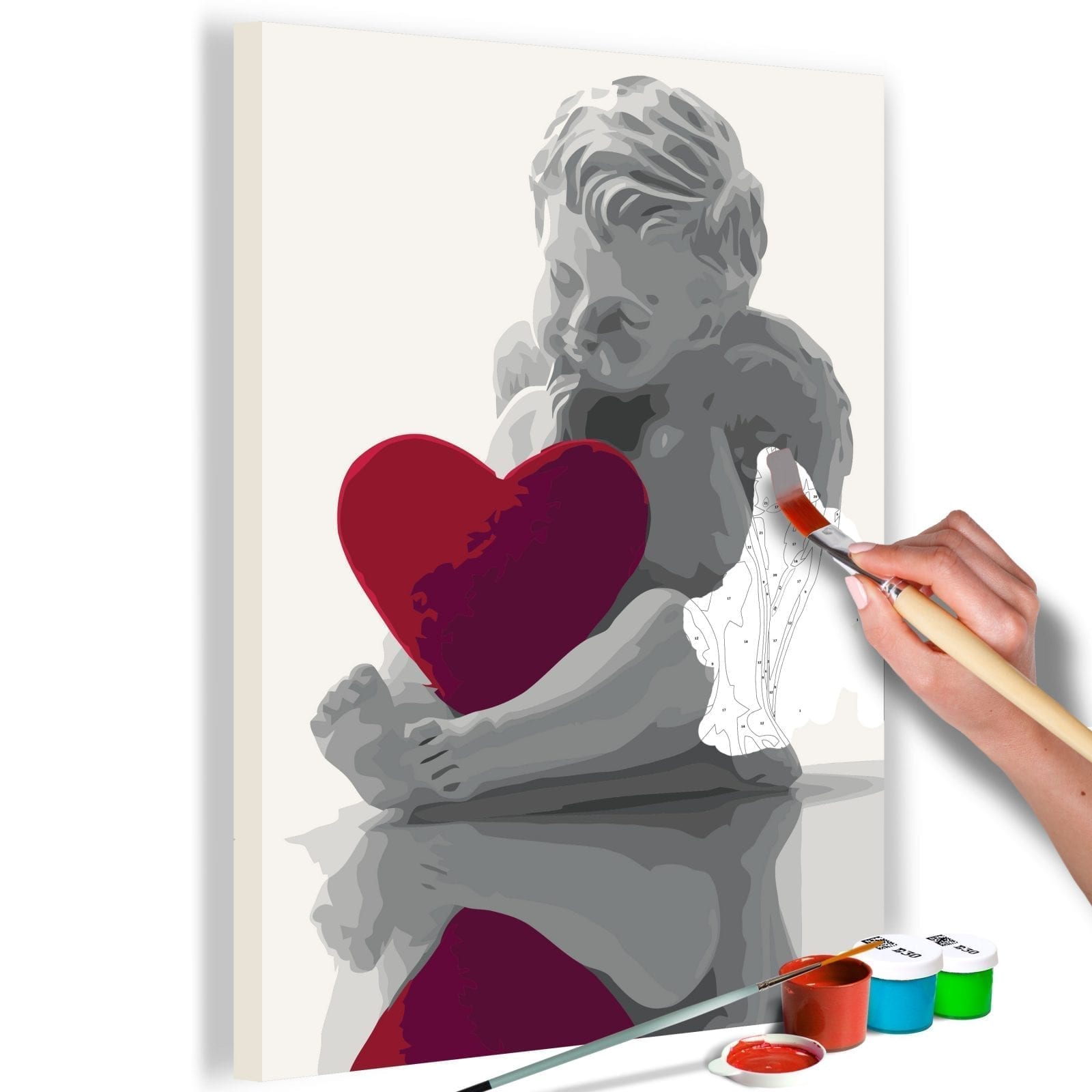 Cuadro para colorear - Ángel (corazón rojo) 1 | Potspintura.com
