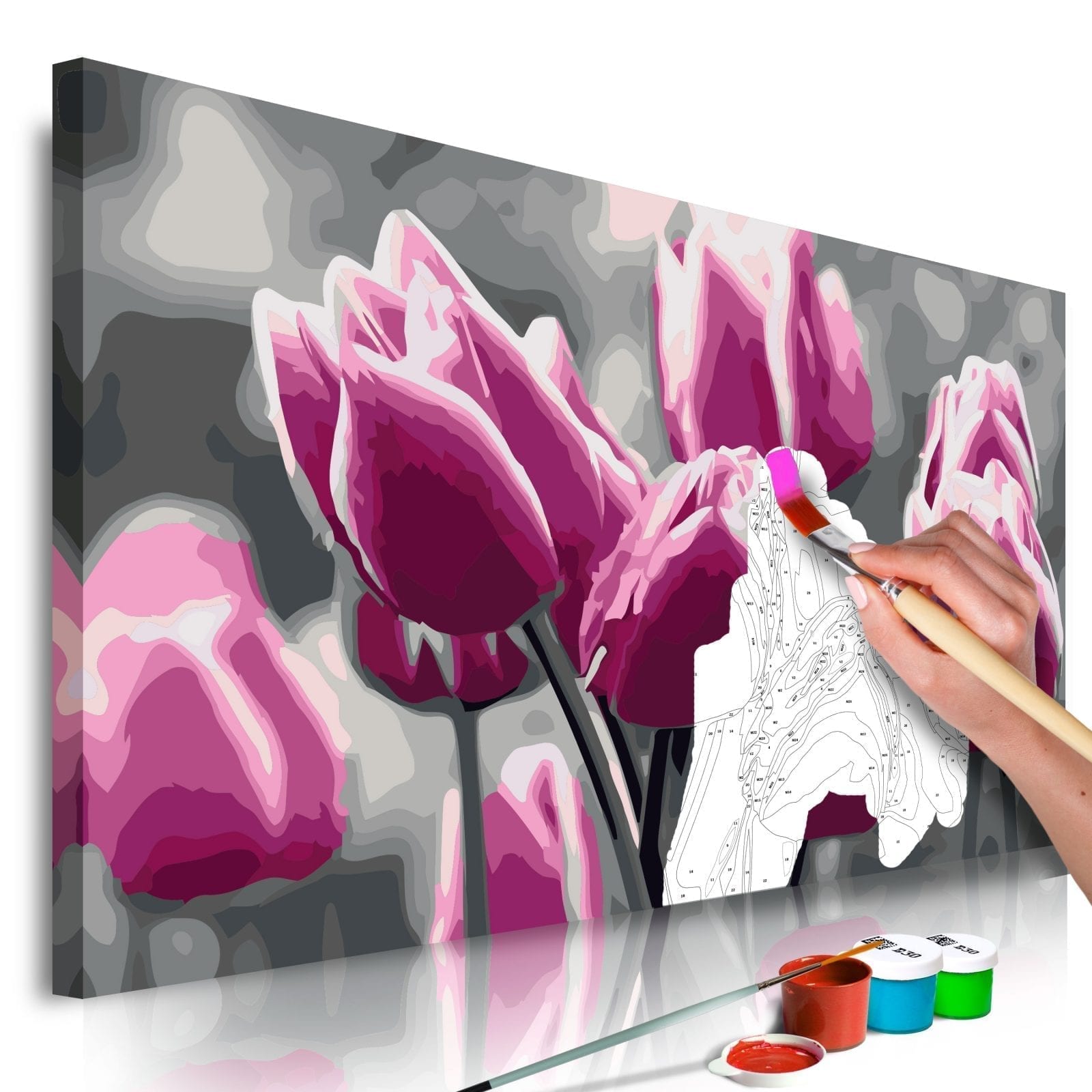 Cuadro para colorear - Campo de tulipanes 1 | Potspintura.com