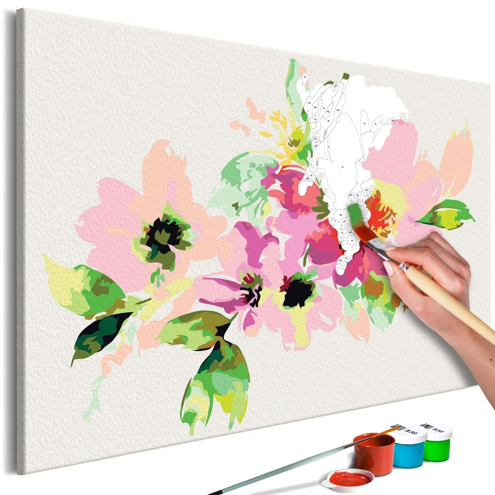 Cuadro para colorear - Flores de colores 1 | Potspintura.com
