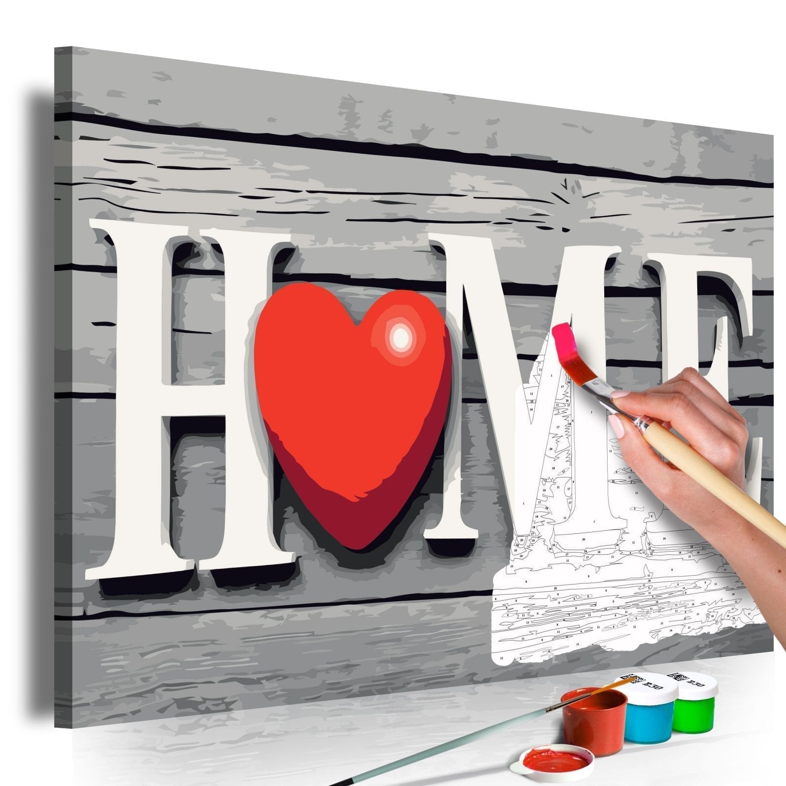 Cuadro para colorear - Home with Red Heart 1 | Potspintura.com