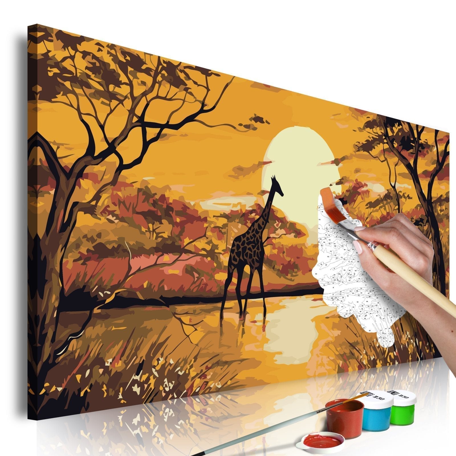 Cuadro para colorear - Giraffe at Sunset 1 | Potspintura.com