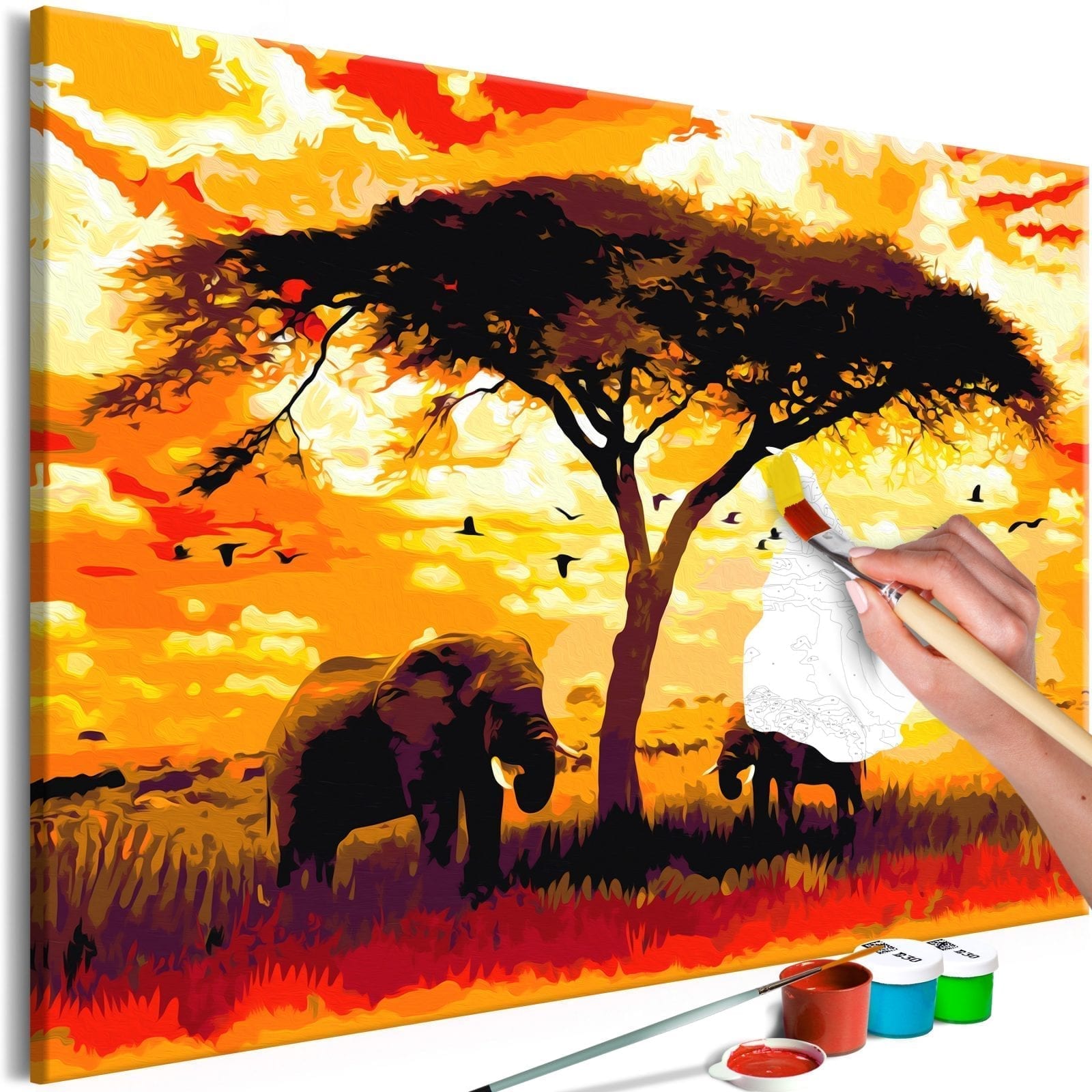 Cuadro para colorear - Africa at Sunset 1 | Potspintura.com