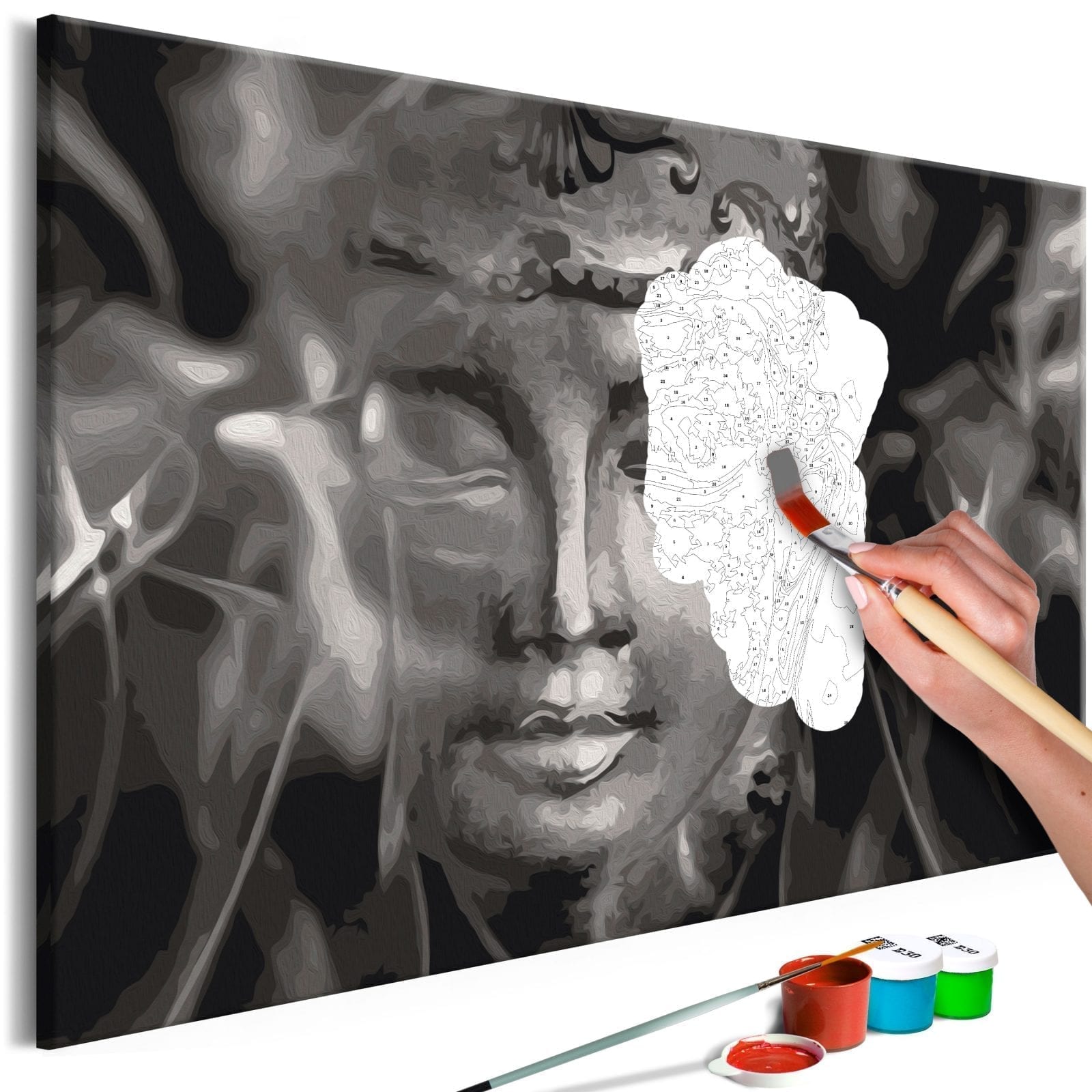 Cuadro para colorear - Buddha in Black and White 1 | Potspintura.com