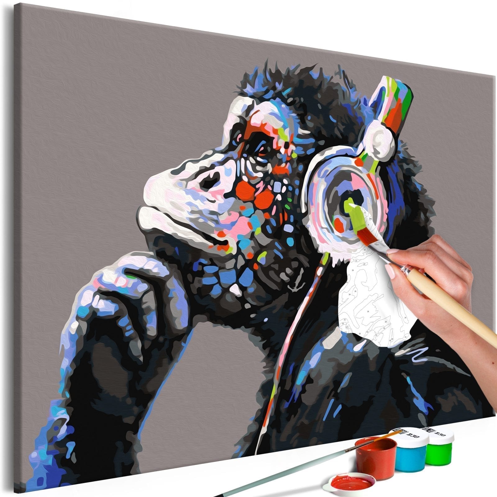 Cuadro para colorear - Musical Monkey 1 | Potspintura.com