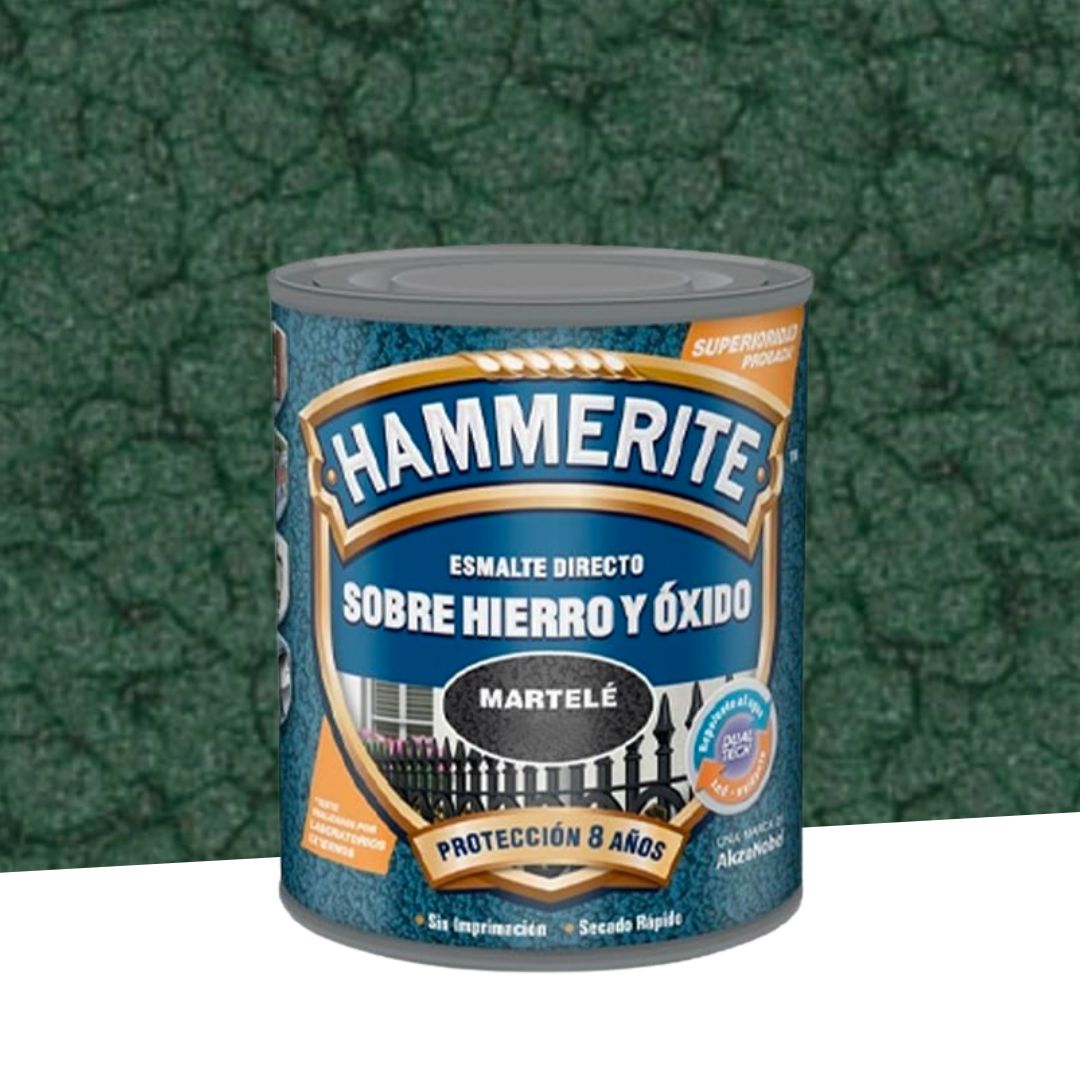 Esmalte metálico antioxidante Hammerite acabado martelé Verde oscuro